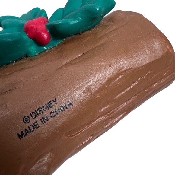 Vintage Disney Chip 'n' Dale Christmas Ornament Santa Hats on Log Holiday Decor - Picture 7 of 8